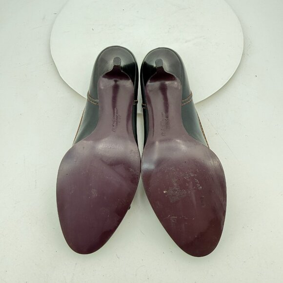 Salvatore Ferragamo Women Size 10B Brown Leather Belt Slip On Pump Heel Shoes - Picture 8 of 11